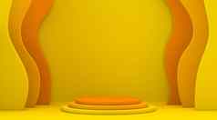 摘要形状黄色的橙色模拟赢家讲台上