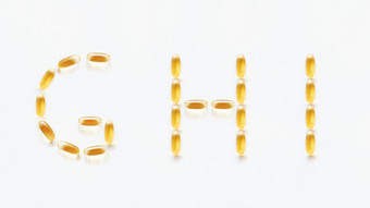 信使透明的黄色的药片部分拉丁字母医疗风格孤立的白色背景