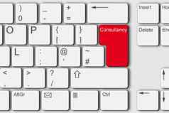 咨询公司概念电脑键盘插图红色的