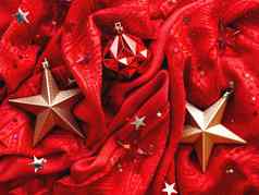 明亮的红色的织物金星星球明星五彩纸屑