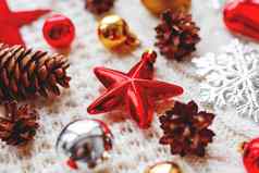 圣诞节一年背景装饰球明星银闪闪发光的雪花针织织物装饰模式