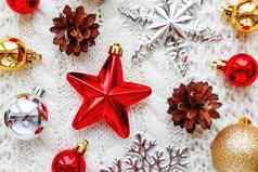 圣诞节一年背景装饰球明星银闪闪发光的雪花针织织物装饰模式