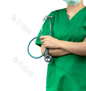 外科医生医生穿绿色实习医生风云衬衫统一的绿色脸