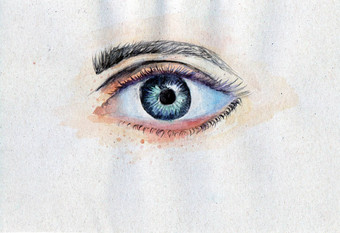 人类眼睛画水彩画