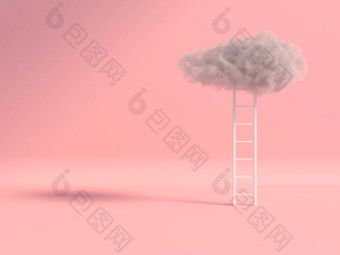 楼<strong>梯云</strong>浮动粉红色的房间背景最小的有创意的的想法概念渲染