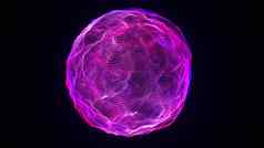 摘要发光的球电脑生成的背景五彩缤纷的波浪形状霓虹灯粒子呈现未来主义的元素