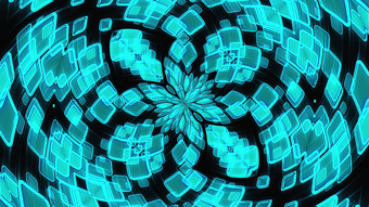 万花筒发光的晶体花瓣形成美丽的花呈现电脑生成的技术背景