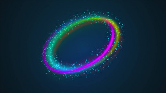 环形状彩虹行彩色的发光的粒子渲染电脑生成的魔法背景