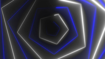 六角明亮的长摘要霓虹灯隧道黑暗空间渲染电脑生成的背景