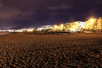 alanya海滩晚上灯曝光火鸡旅行背景