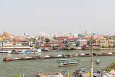 曼谷全景视图潮phraya河泰国