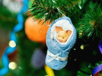 成形一年装饰圣诞节树数字小猪毯子使纤维素棉象征一年