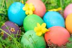 复活节周日快乐复活节色彩斑斓的复活节鸡蛋亨特假期