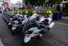 安特卫普弗兰德斯比利时8月警察摩托车公园