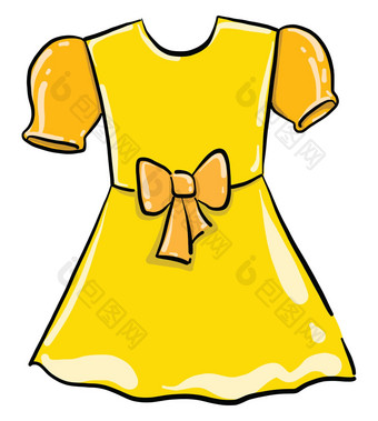 黄色的小衣服插图向量白色背景