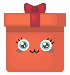 橙色礼物盒子插图向量白色背景