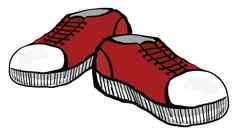 红色的运动鞋插图向量白色背景