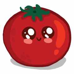 可爱的红色的番茄插图向量白色背景