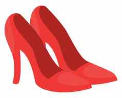 红色的女人高跟鞋插图向量白色背景
