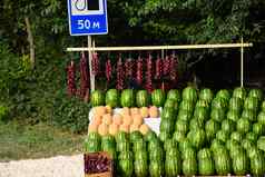 销售蔬菜西瓜路度假胜地商店路游客