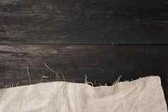 灰色的厨房纺织毛巾折叠棕色（的）木表格