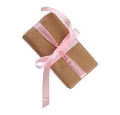 矩形盒子包装棕色（的）纸系粉红色的弓