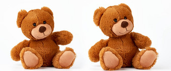 可爱的棕色（的）古董泰迪熊坐着白色背气