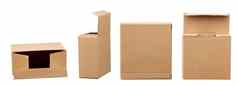 开放棕色（的）广场纸板盒子运输货物孤立的