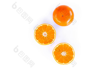 新鲜的橙色水果片孤立的白色背景前视图