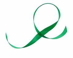 绿色丝绸丝带形状循环孤立的白色引入