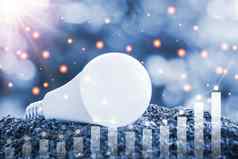 领导光灯泡日益增长的图电能源消费概念