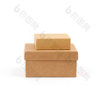 棕色（的）纸板盒子白色背景
