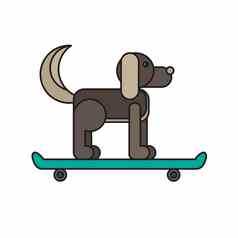 狗坐着滑板