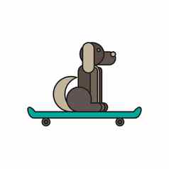 狗坐着滑板