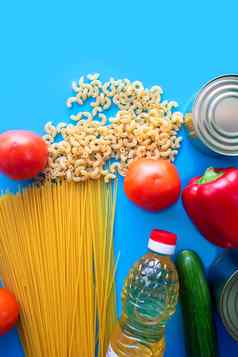 集至关重要的捐赠产品产品布局意大利面蔬菜蔬菜石油罐头食物