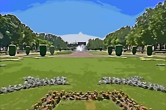 法国美丽的绚烂公园大绿色装饰植物梅斯是法国德国边境