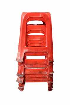 红色的塑料椅子白色背景剪裁路径