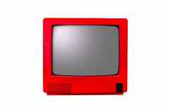 复古的红色的电视孤立的白色
