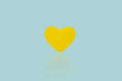 黄色的心孤立的蓝色的背景