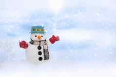 快乐雪人站冬天圣诞节景观