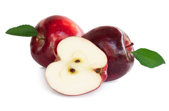 新鲜的红色的苹果水果片孤立的白色背景