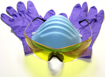 有害物质场景腈手套面具安全眼镜