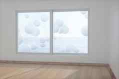 球体浮动海空房间摘要概念呈现