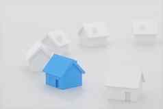 小蓝色的房子模型白色房子呈现