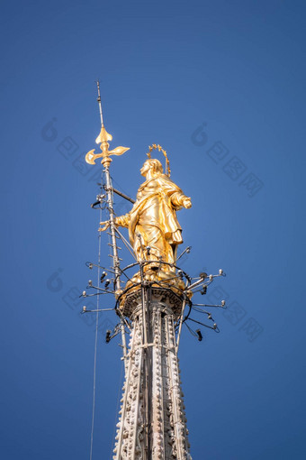 金<strong>麦当娜</strong>雕像大教堂米兰意大利