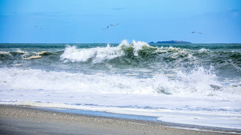 狂<strong>风</strong>暴雨的<strong>海洋风</strong>景背景