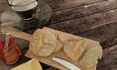 首页使面包屠夫早餐概念木选项卡