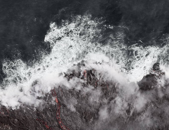 基拉韦厄熔岩进入海洋扩大海岸线基拉韦厄空格
