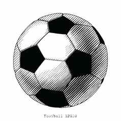 足球手画维纳奇风格黑色的白色剪辑艺术隔离