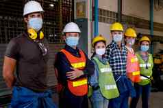 集团工人技术员面具站一边方向保持工厂区域